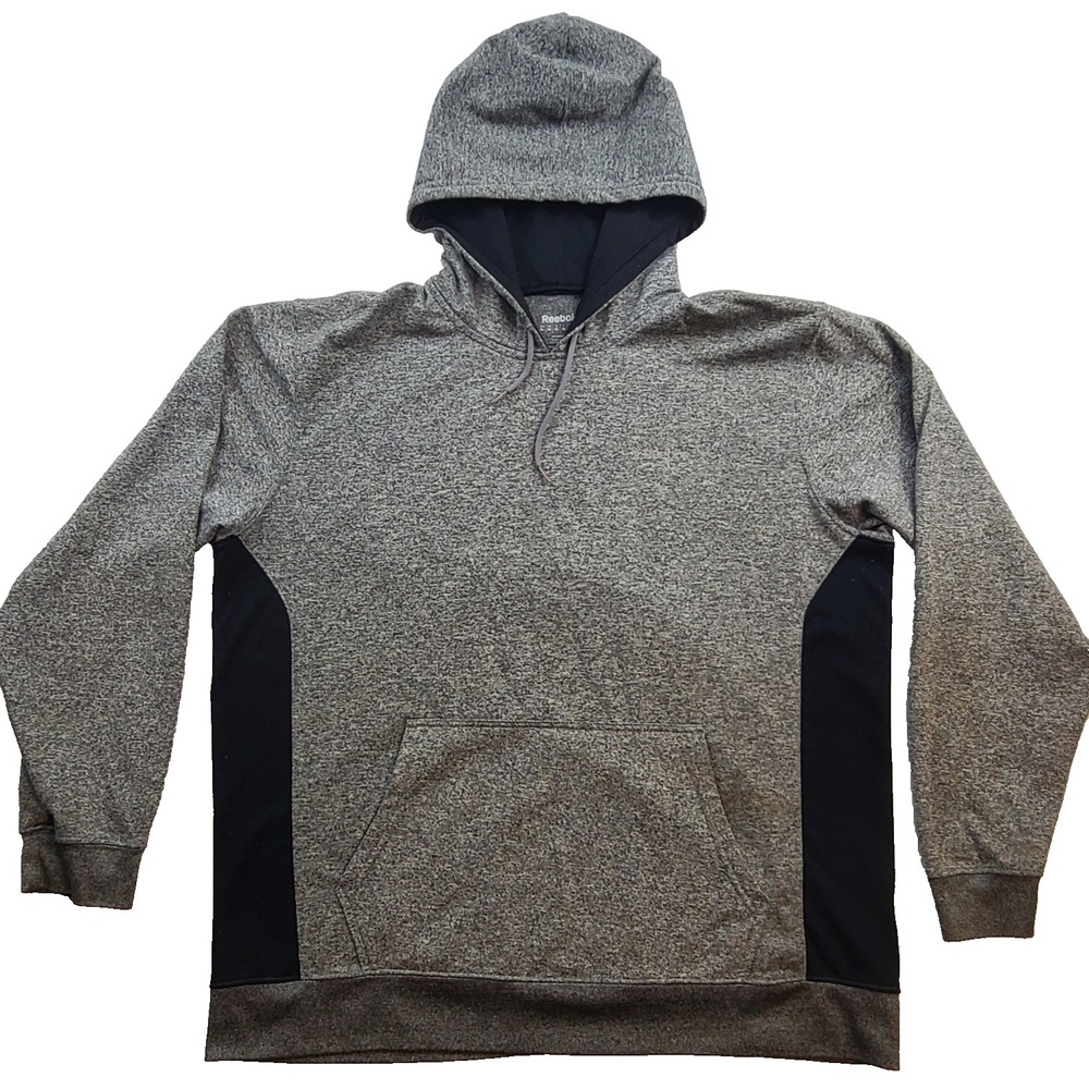 Reebok Hydromove Hoodie Mens XL Gray Black Pullover Athletic Hooded Sweatshirt